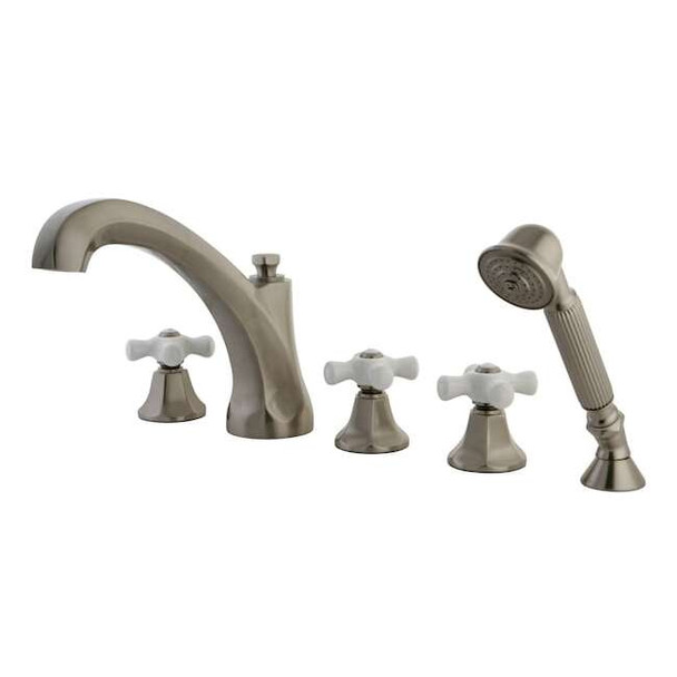Kingston Brass Roman Tub Faucet, Brushed Nickel, Deck Mount KS43285PX