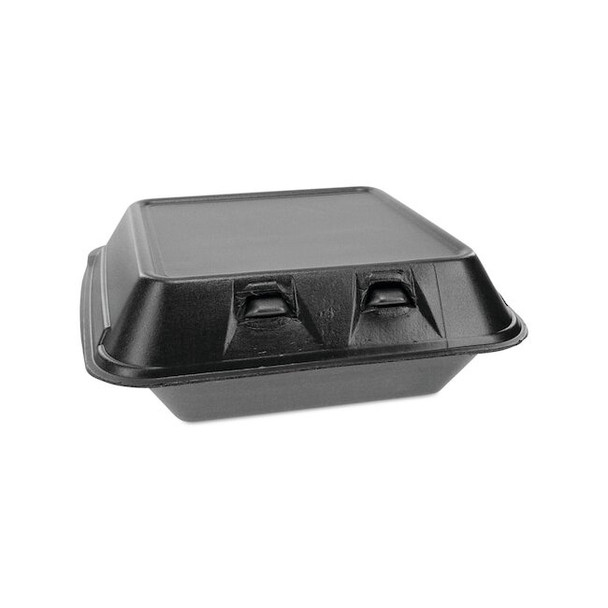 SmartLock Foam Hinged Containers, Med, 8 x 8.5 x 3, 1-Comp, Blk, PK150