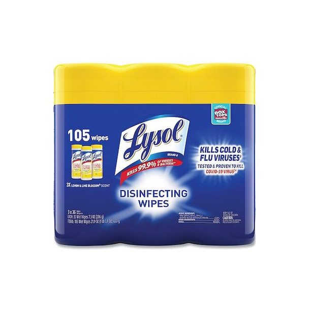 Disinfecting Wipes, Canister, Lemon and Lime Blossom, White, 3 PK