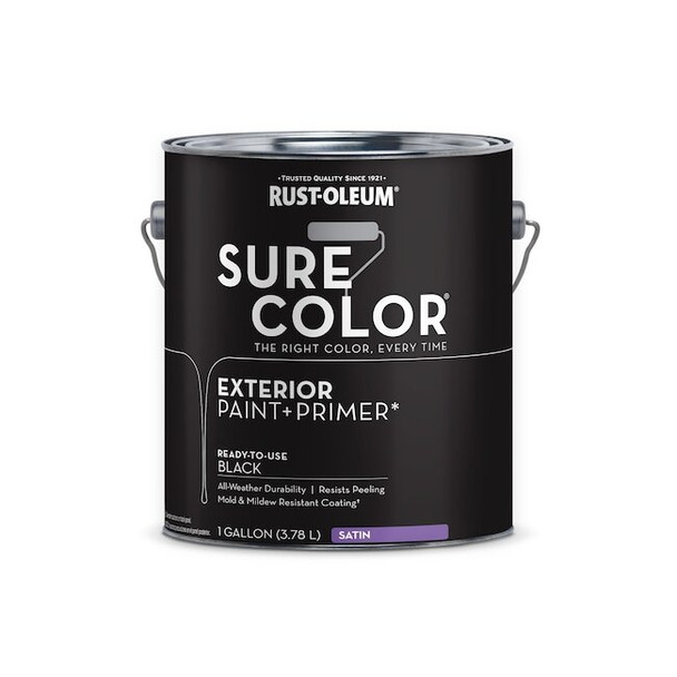 Rust-Oleum Exterior Paint and Primer, Satin, Water Base, Black 394677