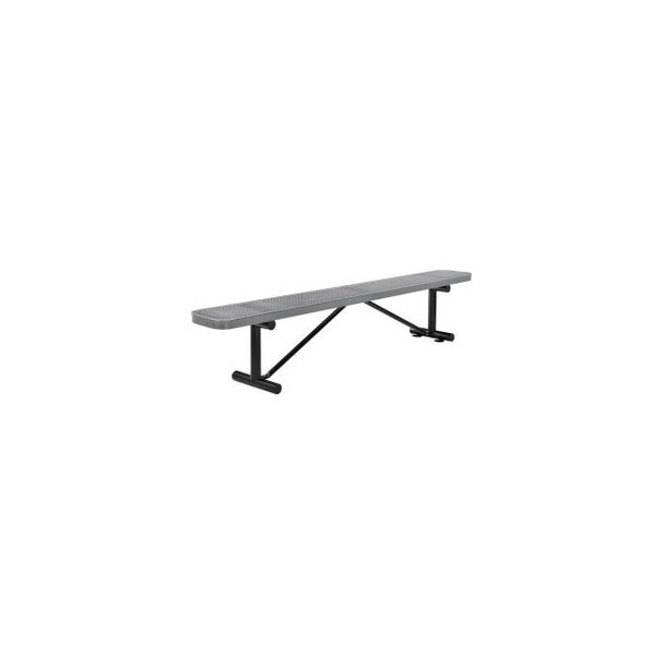 Global Industrial 8' Outdoor Steel Flat Bench Perforated Metal Gray