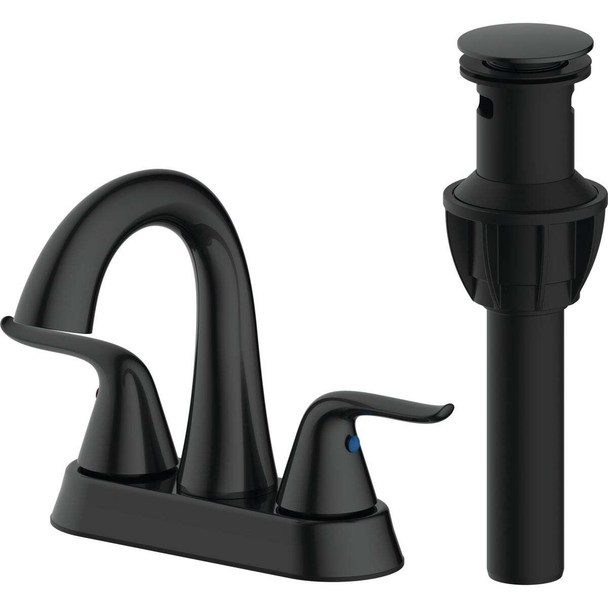 Style Built Heritage Matte Black 2-Handle Bathroom Faucet with Popup