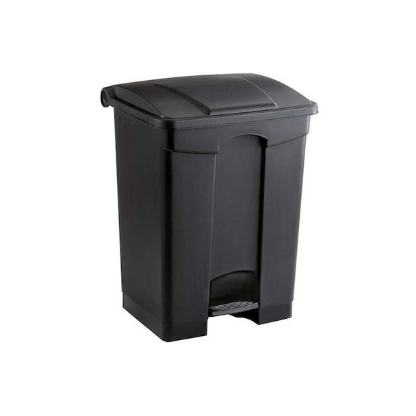 Safco 17 gal Rectangular Step-On Can, Black, Step-On, Plastic, 19 3/4 in 9922BL