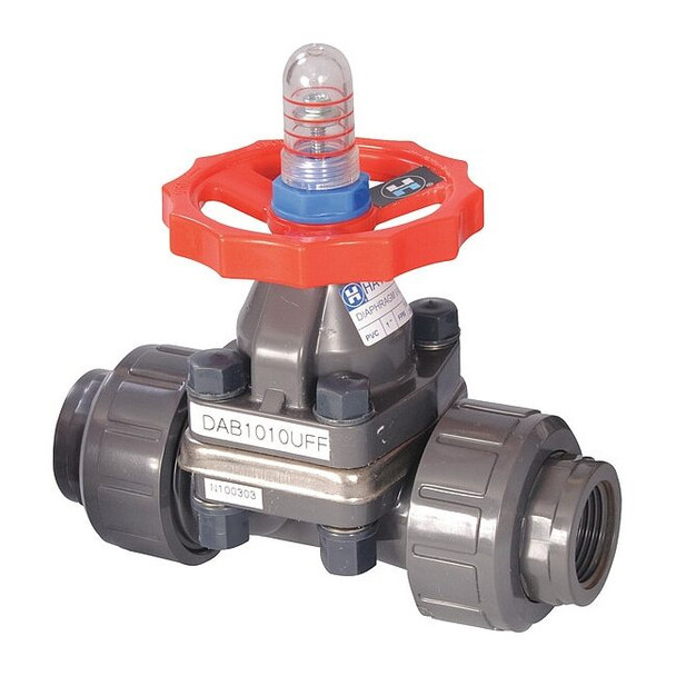 Hayward Flow Control Diaphragm Valve, True Union, 2", PVC/FPM, S/T DAB1020UFF