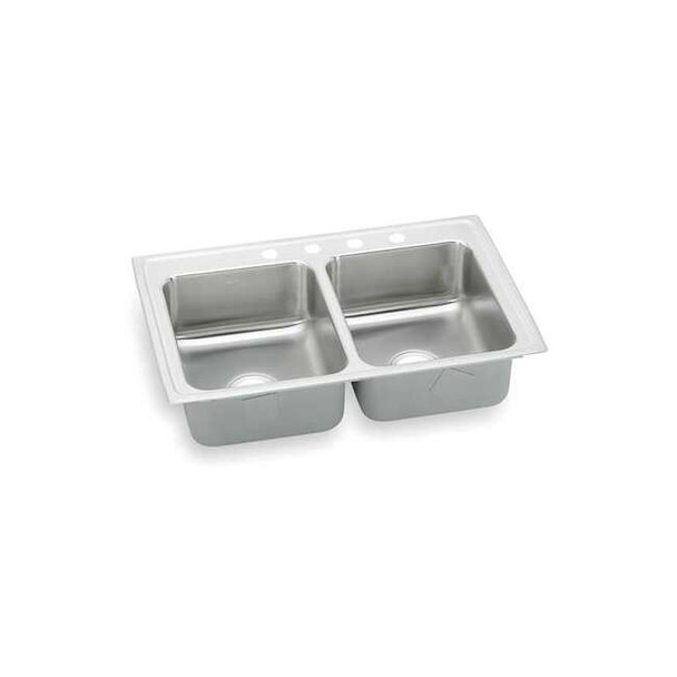 Drop-In Sink, Drop-In Mount, 4 Hole, 12" x 12", Lustrous Highlighted Satin