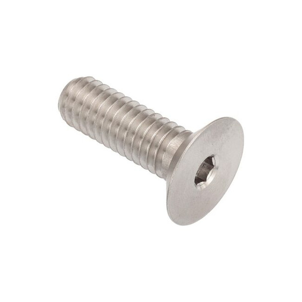 3/8"-16 Socket Head Cap Screw, Flat, Plain 18-8 Stainless Steel, 1 in Length