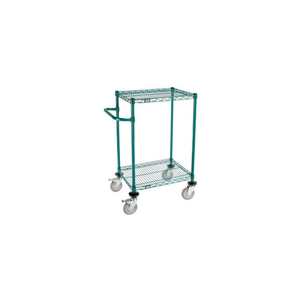 Nexel 2 Shelf Push Cart Poly-Green24""W x 18""D x 40""H Poly Casters4 Swivel 2 B