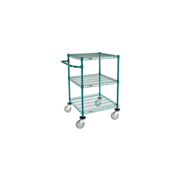 Nexel 3 Shelf Push Cart Poly-Green24""W x 24""D x 40""H Poly Casters4 Swivel