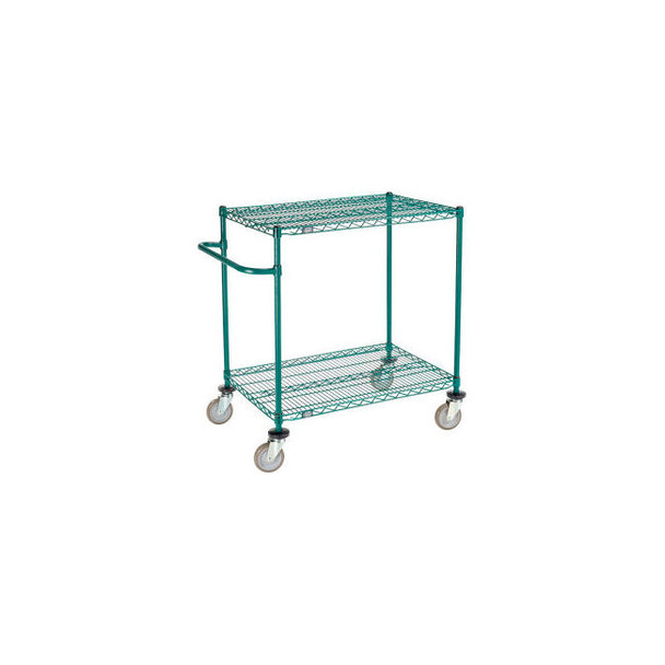 Nexel 2 Shelf Push Cart Poly-Green36""W x 24""D x 40""H Poly Casters4 Swivel