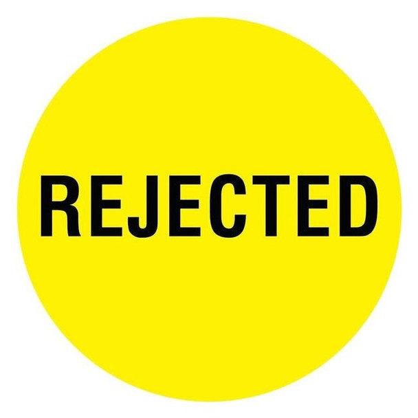 Tapecase Circle Inventory Control Label, Rejected, Yellow, Pk1000 16U937
