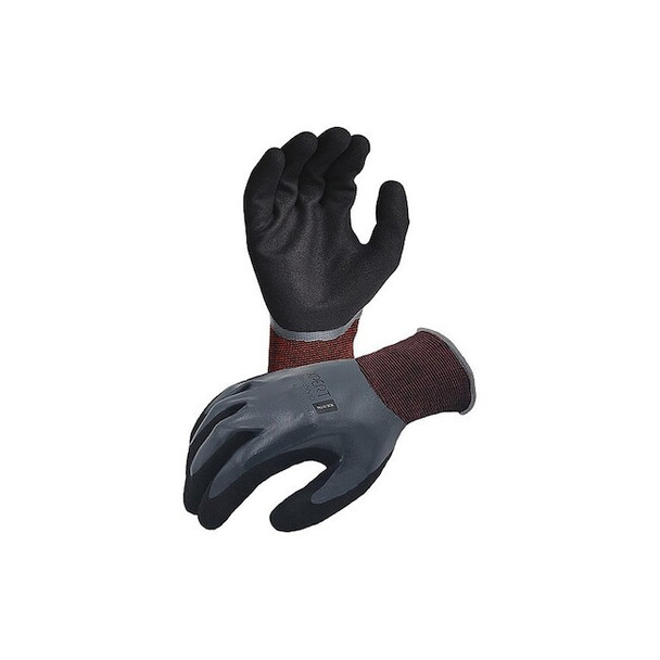 Coated Work Gloves, Nitrile, Sandy-Foam, Full, Black/Grey/Red, Xl 1 PR Pack of 6