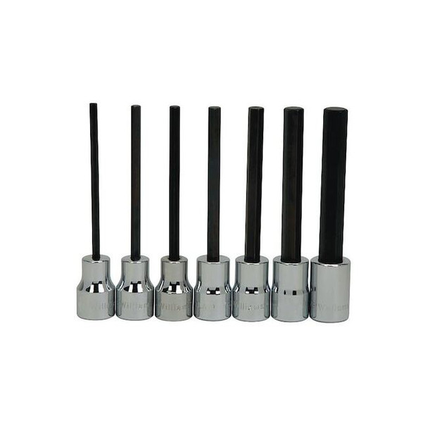 Williams Long Hex Bit Socket Set,3/8" D,7pcs., JHW31951 31951