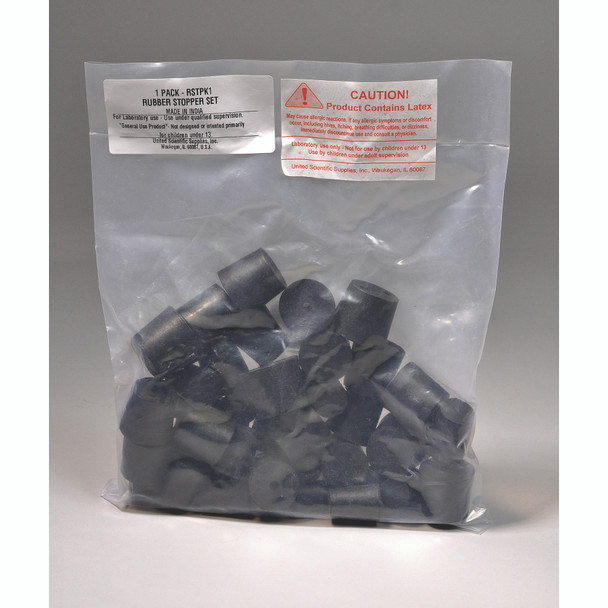 United Scientific Rubber Stopper Assortment,2-Hole,28/Pack RSTPK4 Pack of 2
