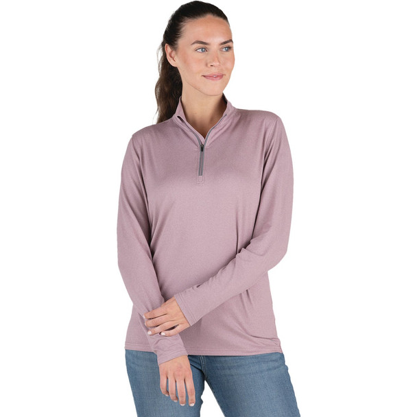 Berne Women's Large Heathered Elderberry Midweight UPF Quarter-Zip Shirt