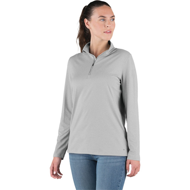 Berne Women's Medium Heather Gray Midweight UPF Quarter-Zip Shirt WSH14HGYR400