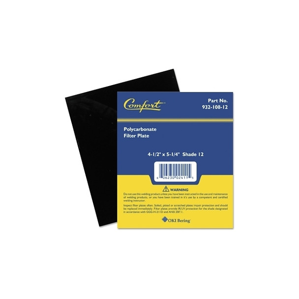 Shaded Filter Lens, Shade 12, 5-1/4 in x 4-1/2 in, Polycarbonate