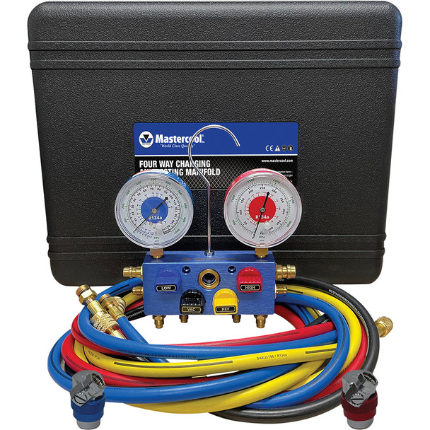 4 WAY R134A MANIFOLD WITH E-Z SNAP COUPLERS 86472