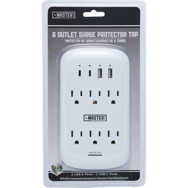 Master Electrician 6-Outlet/4 USB 980J White Surge Protector LA-9A-23