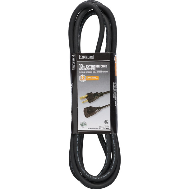 Master Electrician 10 Ft. 16/3 SJOW Black Round Extension Cord 02211-ME