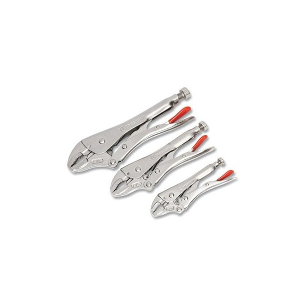 Curved Jaw Locking Plier w/Wire Cutter, 12.75 in L, Set of 3, Rawhide