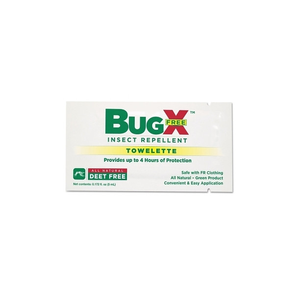 BugX DEET Free Insect Repellent Towelette, 5 mL, 50 per Dispenser