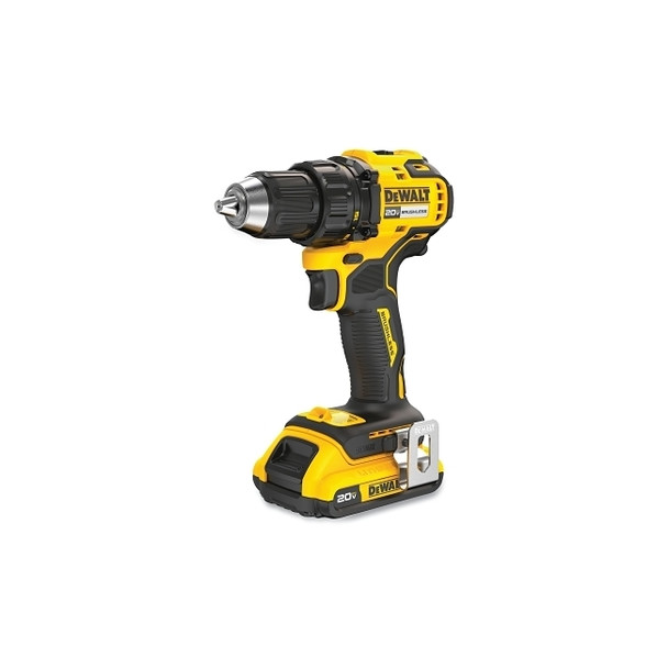 Cordless Drill/Driver, 20V MAX* Brushless, 1/2 in Chuck, Kit, Includes DCB203 Batteries/Charger/Bag/Belt Hook
