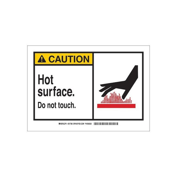 Caution Sign, 3 1/2 in H, 5 in W, Polyester, Rectangle, English, 83916 Pack of 3