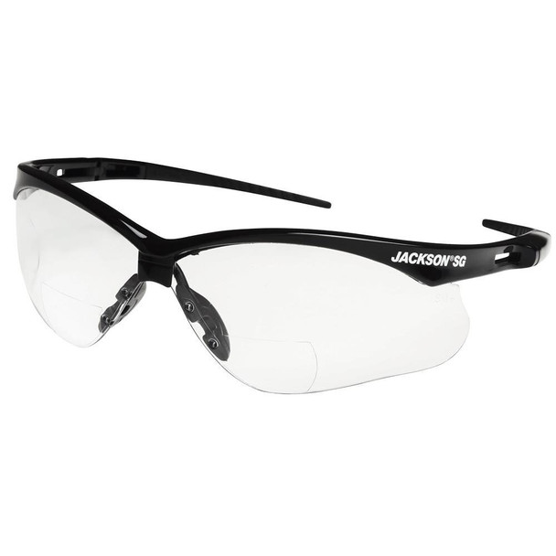 Safety Glasses, Anti-Scratch, Clear Lens, Black Frame, Half-Frame Pack of 12