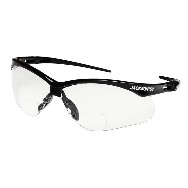 Safety Glasses, Anti-Scratch, Clear Lens, Black Frame, Half-Frame Pack of 12