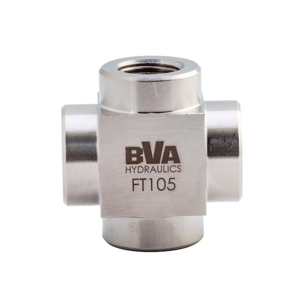 Bva Hydraulics FITTING CROSS 3/8"-18 NPTF 10000PSI FT105