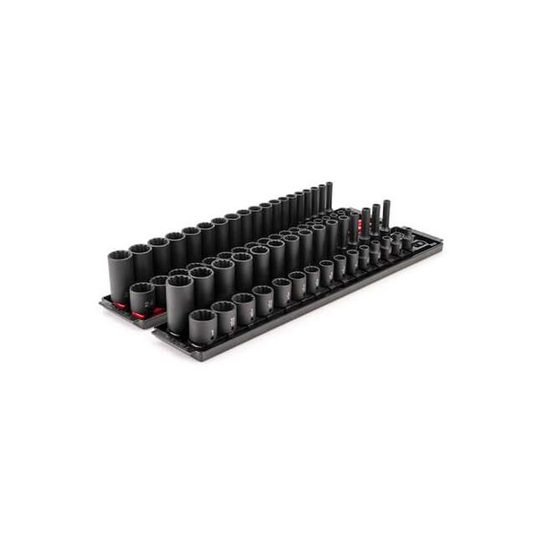 Tekton 3/8 in Drive Impact Socket Set, Metric, SAE, 68 pcs SID91219