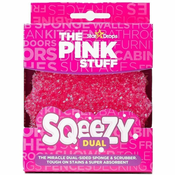 The Pink Stuff Sqeezy Dual Sided Sponge & Scrubber - 12 / Carton - Pink