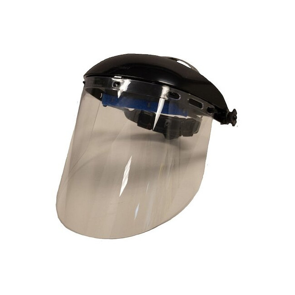 Face Shield, Clear Visor, 8 in Height, Ratchet Suspension Pack of 10