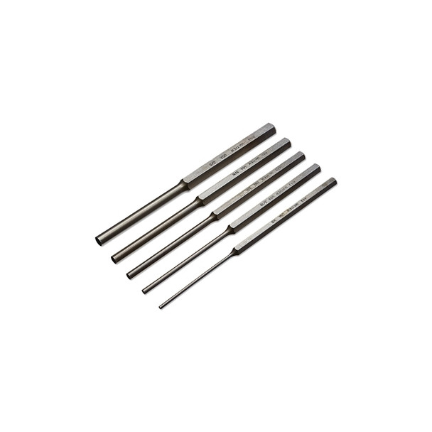 5 Pc Extra Long Pin Punch Kits, Round, English, Pouch