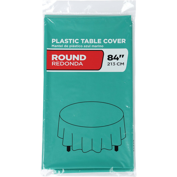 84 In. Emerald Green Round Plastic Table Cover WM00978876