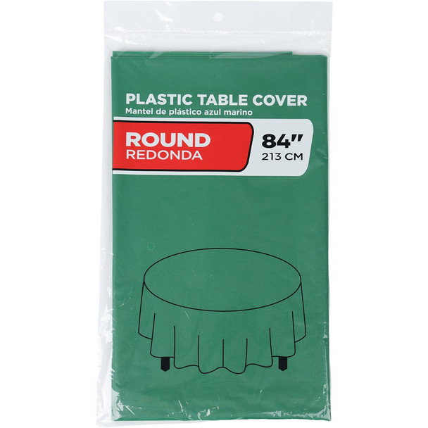 84 In. Hunter Green Round Plastic Table Cover WM00978987