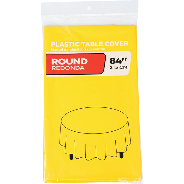 84 In. Yellow Round Plastic Table Cover WM00980617