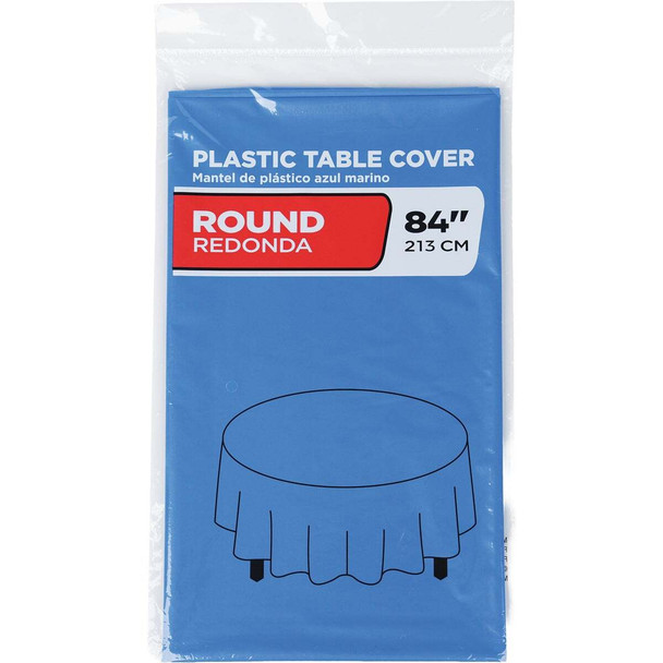 84 In. Cobalt Blue Round Plastic Table Cover WM00981561