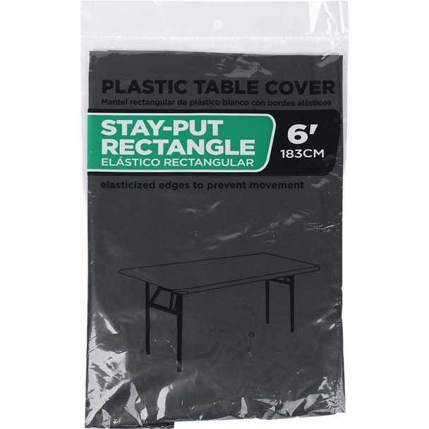 30 In. x 72 In. Black Stay-Put Fitted Rectangular Table Cover WM00984284