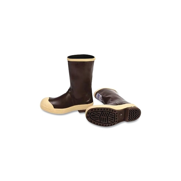Neoprene Dipped Safety Footwear, Plain Toe, Size 9, 12 in H, Copper/Tan with Chevron Sole
