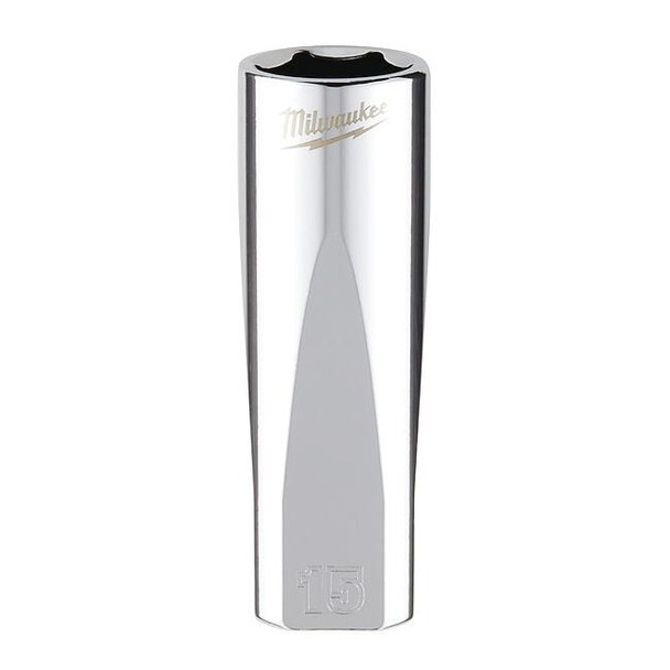3/8 in. Drive 15mm Metric 6-Point Deep Socket with FOUR FLAT Sides