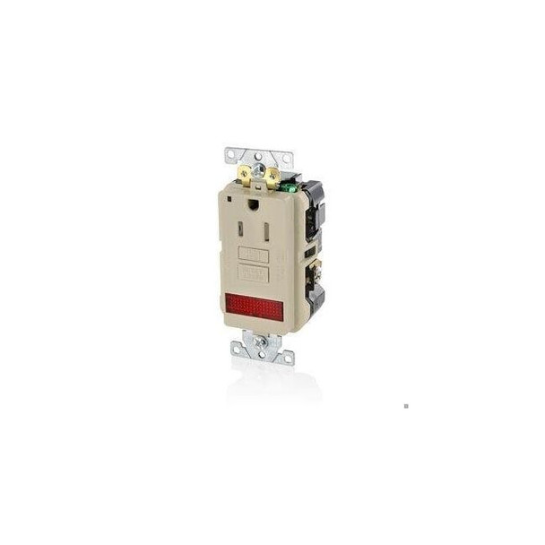 Leviton GFCISnglRcptcl,15/20A,125VAC,Almnd GFPL1-PLT