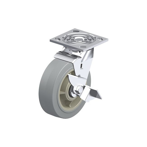 Manufacturer Varies Plate Caster,Swivel,Rubber,5 5/8"H P21S-PRP040K-14-WB