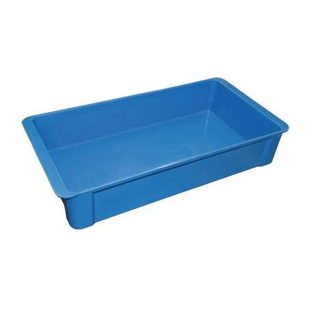 Stackable Storage Container, 4.5 gal, 23-3/8 in L x 12 in W x 4-3/8 in H, Blue