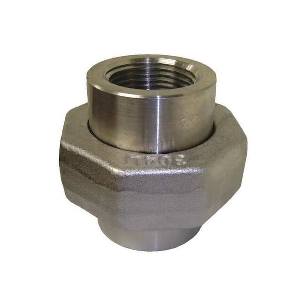 1/2 in NPT 304 Stainless Steel Union Fitting, Class 6000, Female x Female