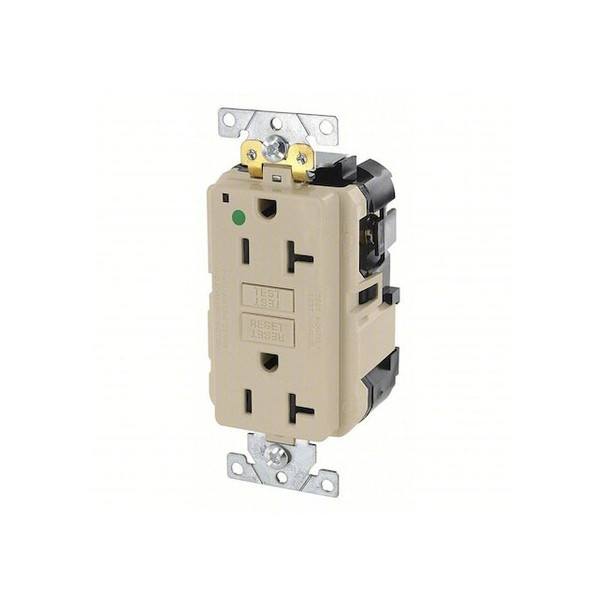 Leviton ModularRcptcl,20A,125VAC,Ivory,Polycarb MGFN2-HGI