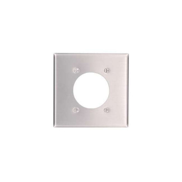 Leviton Receptacle Wall Plate, Number of Gangs: 2 Aluminum, Silver 83026