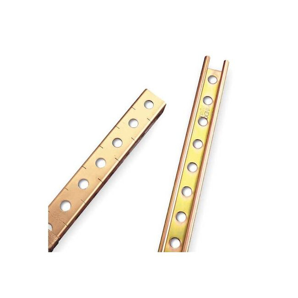 Single Channel Strut, Punched, Steel, Electroplated, 9/16 in Hole Size, Gold