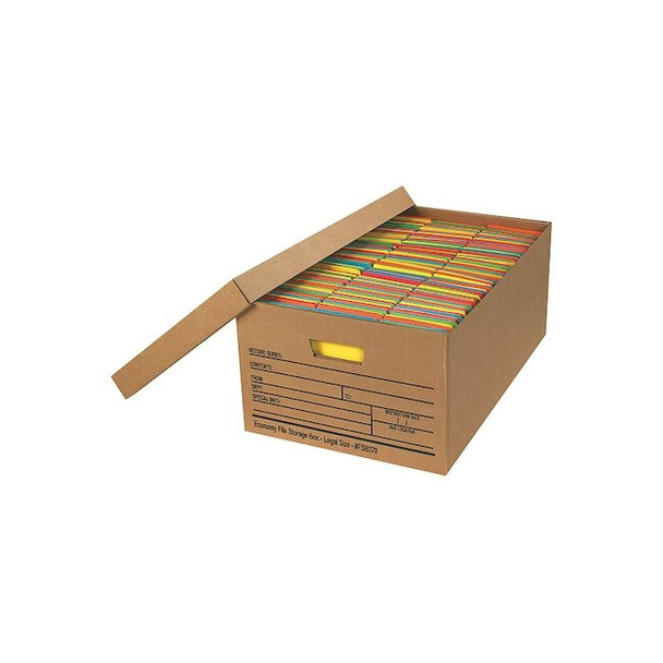 File Box, Corrugated Paper, 15" W, 10" D, Brown Pack of 12