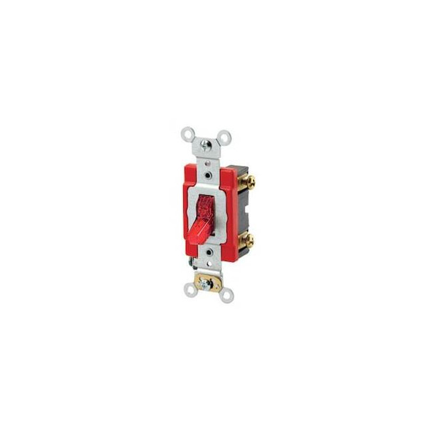 Leviton Wall Switch, 2 hp, Toggle, 20 A, Red 1221-7PR